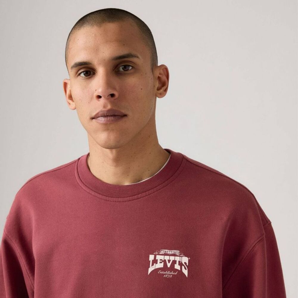 Levi's Men's Relaxed Fit Crewneck Sweatshirt - Burgundy XL - Picture 3 of 5